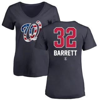 Women's Washington Nationals Aaron Barrett Navy Name and Number Banner Wave V-Neck T-Shirt