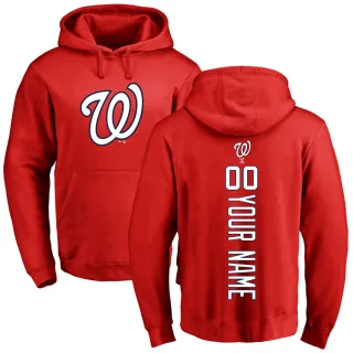 Youth Washington Nationals Custom Red Backer Pullover Hoodie